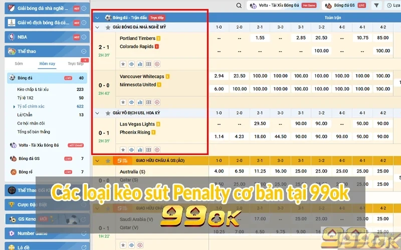 Kèo Penalty tại 99ok | Bắt kèo chuẩn - Nhận thưởng lớn Các loại kèo sút Penalty cơ bản tại 99ok